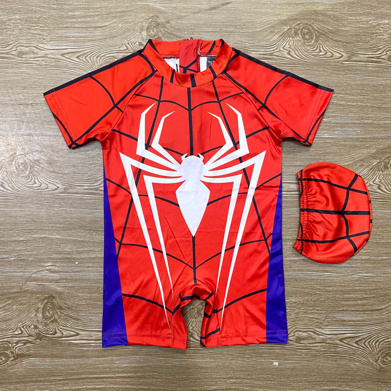 SPIDERMAN SWIMMING SUIT WITH CAP