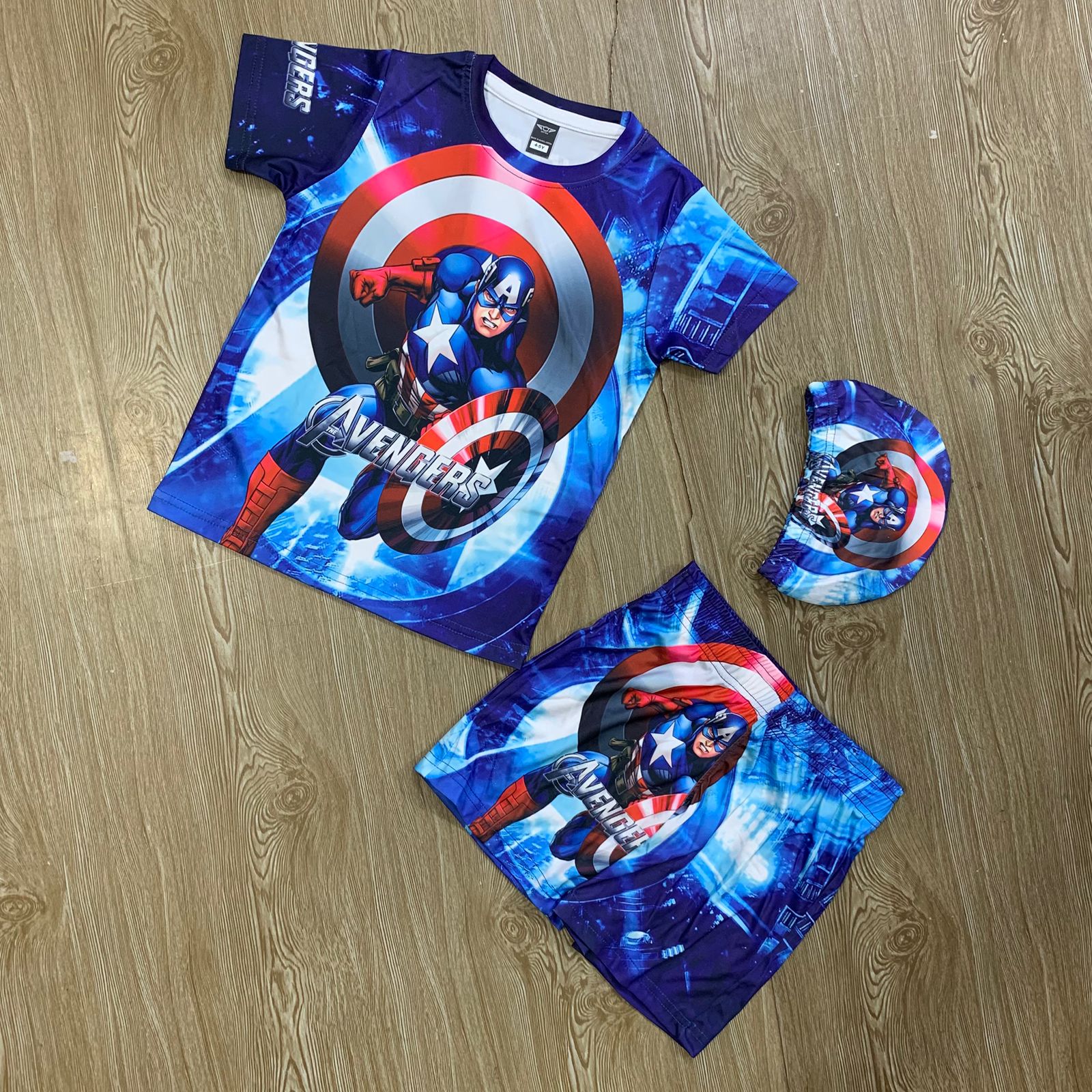 CAPTAIN AMERICA AVENTURE T-SHIRT+PANT+CAP SYNTHETIC SET