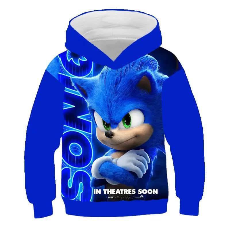 KIDS 3D PRINT SONIC CHINA SUIT PLAY BOY FABRIC HODDY